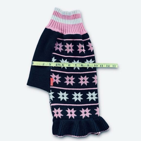 Dog Sweater Dress Dark Blue & Pink Sz L - Picture 4 of 5